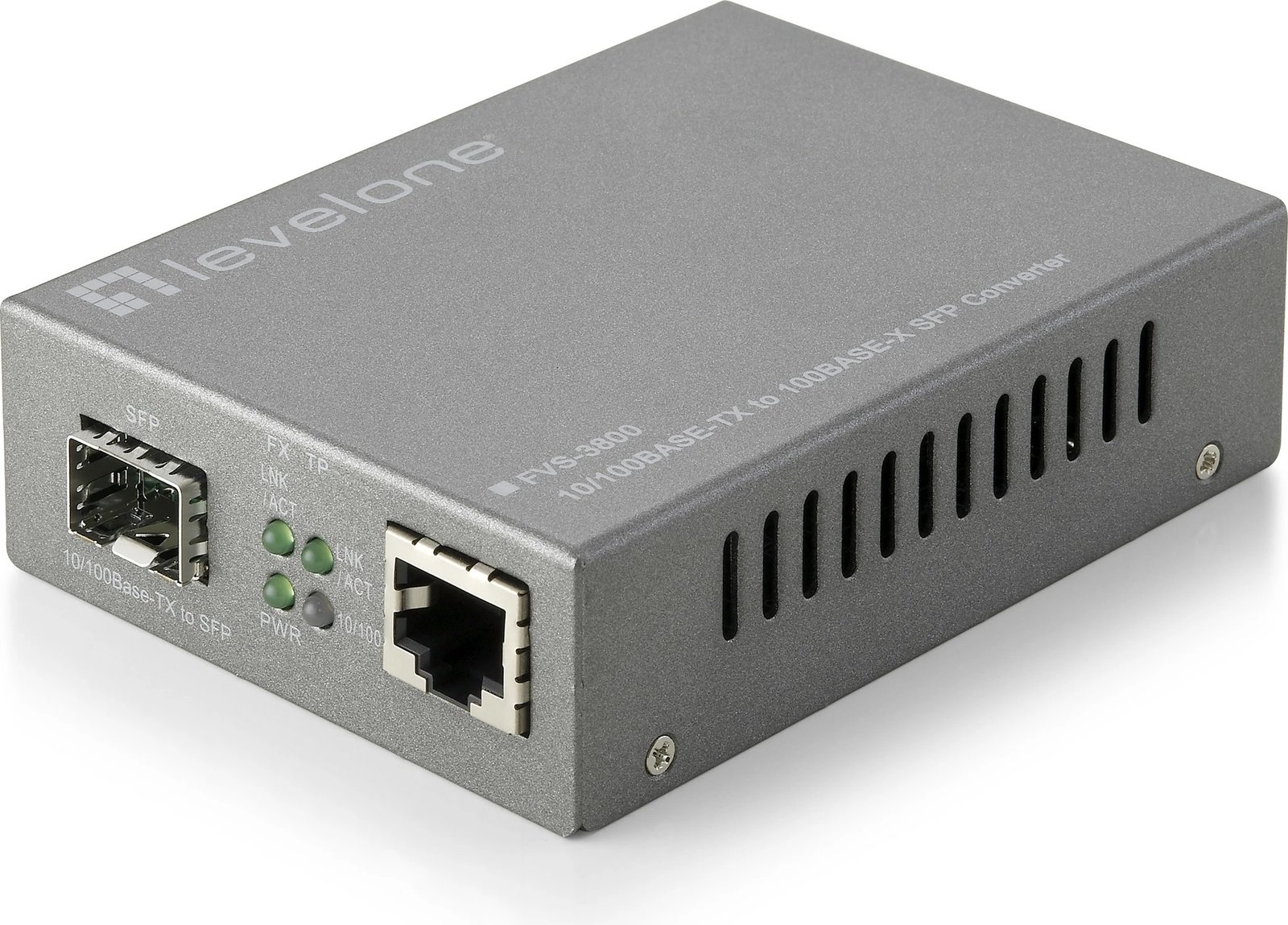 Konvertues media LevelOne RJ45 në SFP, Ethernet i Menaxhuar, 100 Mbit/s, Gri