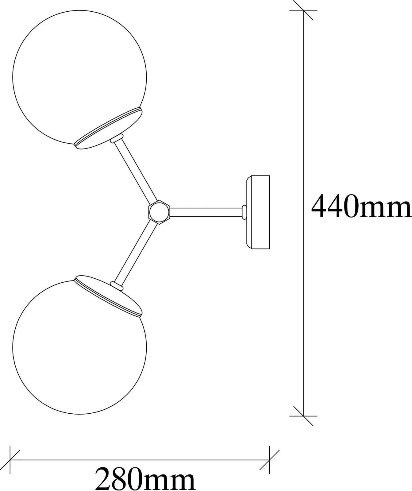 Llambë muri Opviq, Damar - 6342, moderne, trup metalik, kapak qelqi, e zezë dhe e bardhë, 28x15x44cm