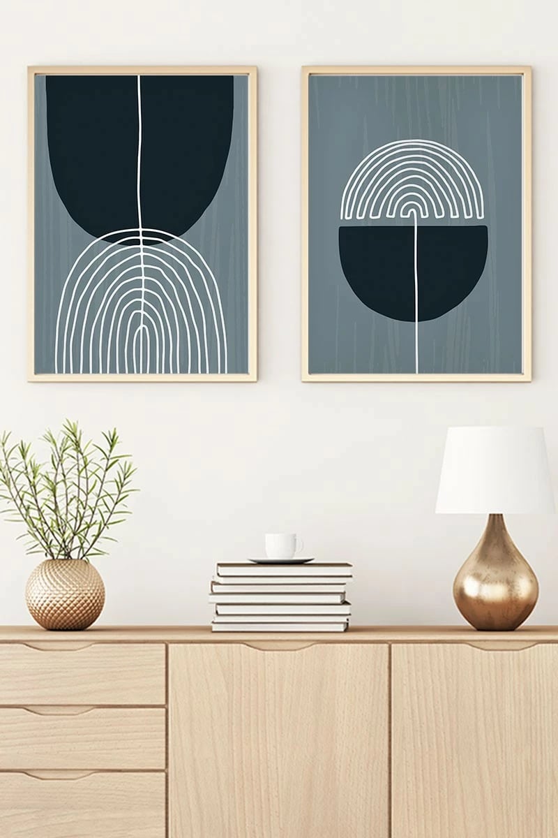 Piktura dekorative me kornizë, 2 copë, MDF, Wallity, Huhu112, 50x70cm