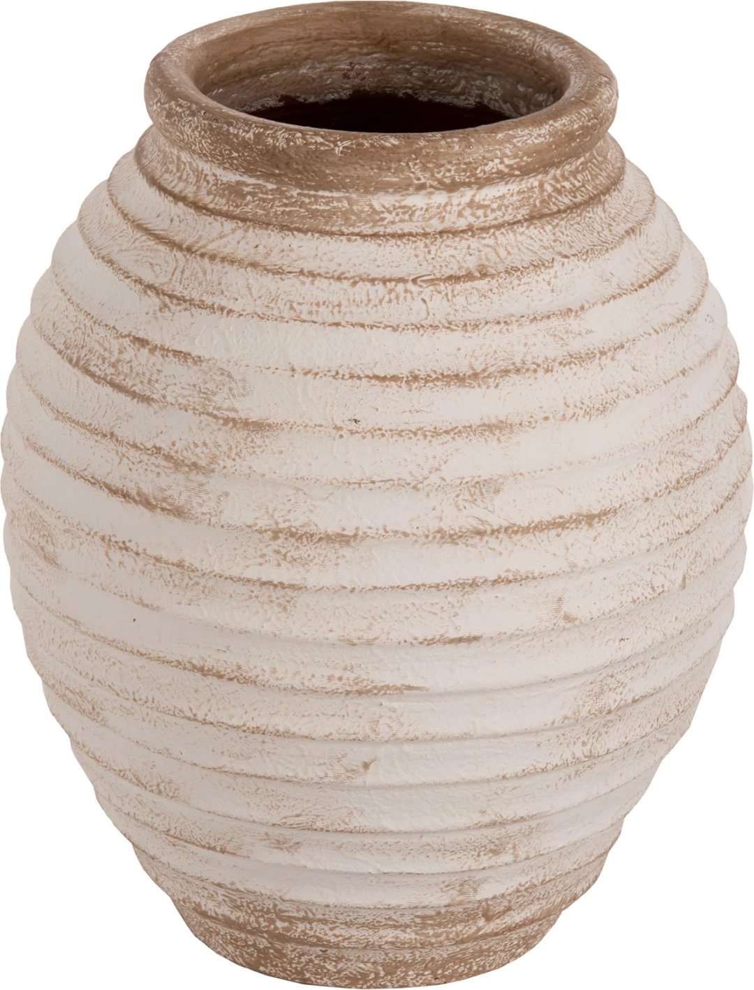 Vazo dyshemeje dekorative PYDNA, ngjyrë antike bardhë-bezhë, Φ28x35H cm