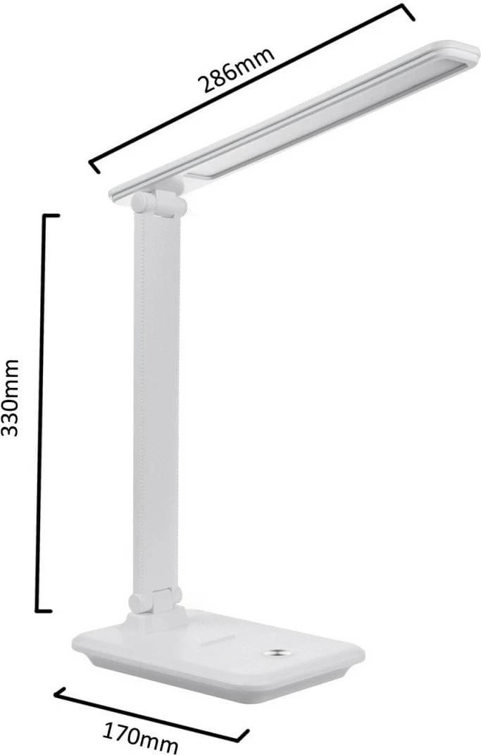 Lampë tavoline LED Maclean MCE616W, 9W, me karikues wireless Qi, E bardhë