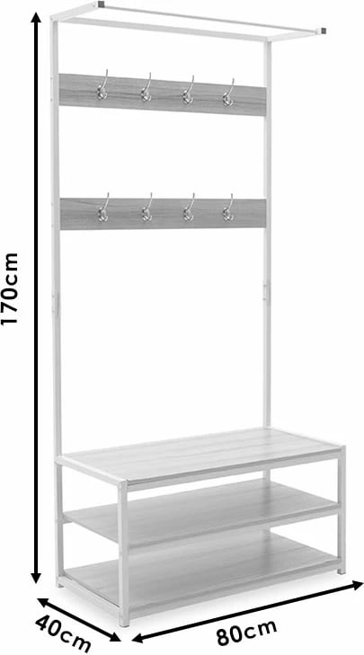 Njësi hyrëse Ralph MDF, ngjyrë bardhë-lisi, 80x40x170cm