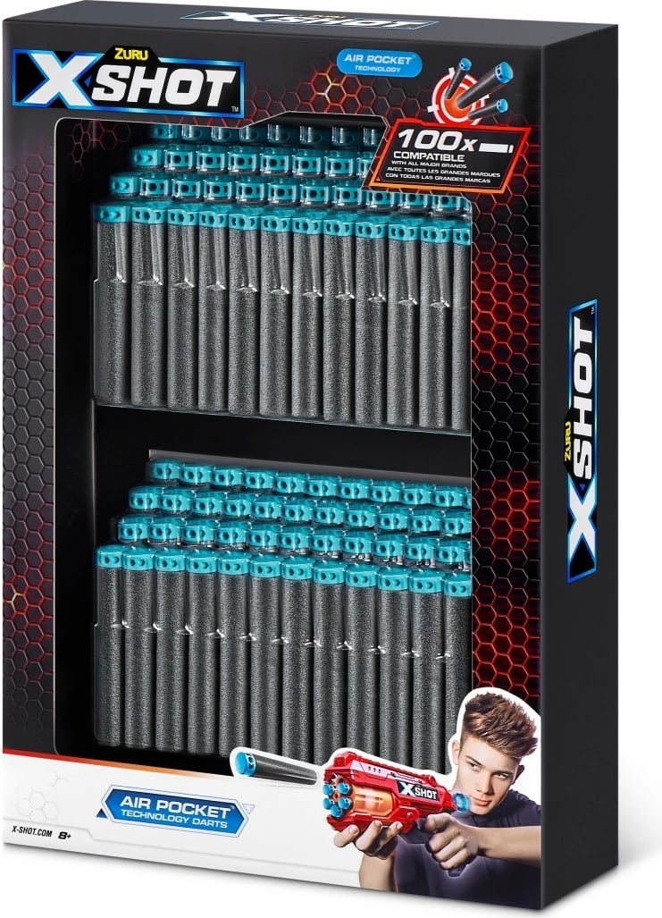 Set shigjeta shkumë ZURU X-Shot Excel, 100 copë, gri/azure