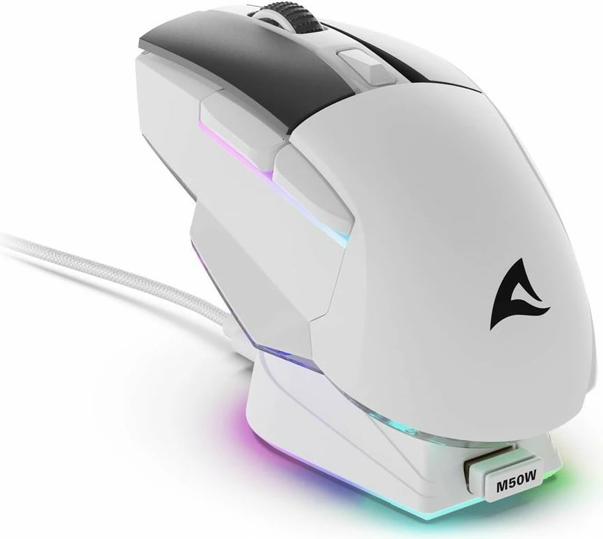 Maus Sharkoon SGM50W, 6400 DPI, i zi, i bardhë
