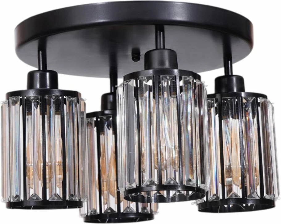 Llambadar Opviq, 9013-4, metal e xham, ngjyrë e zezë