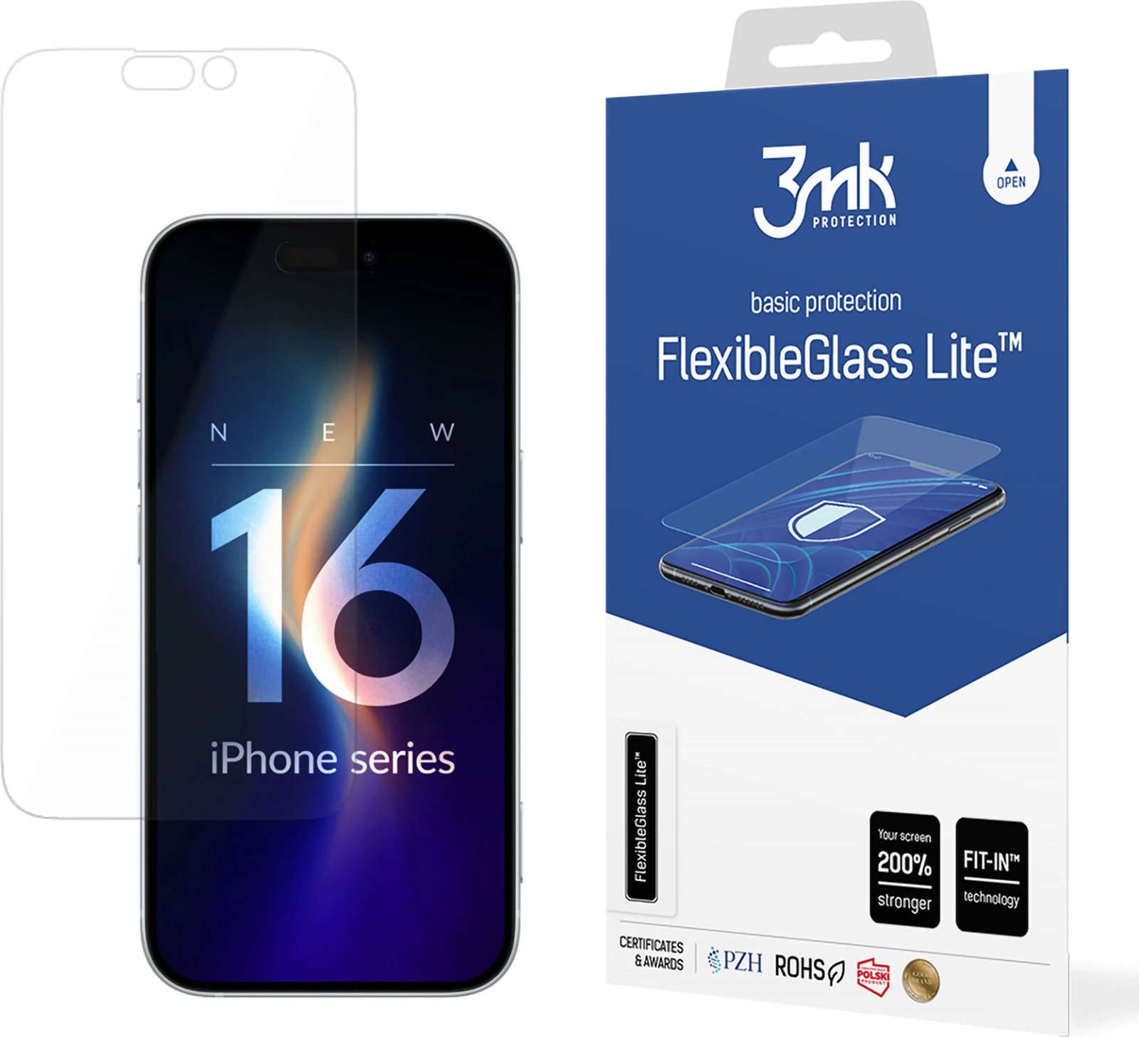 Xham mbrojtës fleksibil 3mk FlexibleGlass Lite për iPhone 16