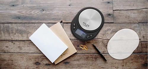 Peshore precize, Adler AD 3162, saktësi 0.1 g, kapacitet 750 g, ekran LCD me ndriçim blu, e zezë/argjendtë