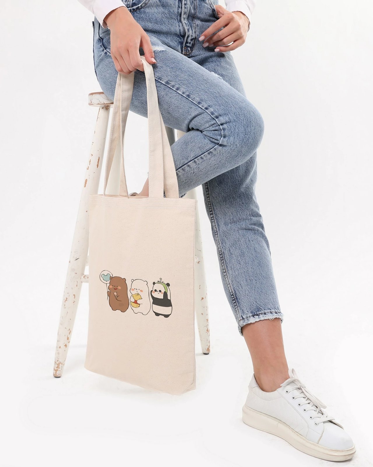 Torbë tote Zoozie Bags, krem, 35x40x8cm