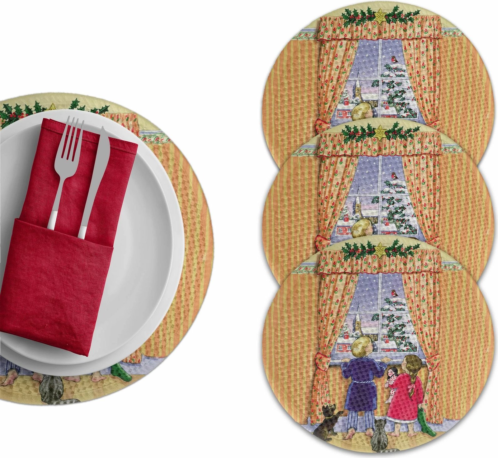 Set 4 copë mbulesa tavoline Hermia Concept, shumëngjyrëshe, 37cm