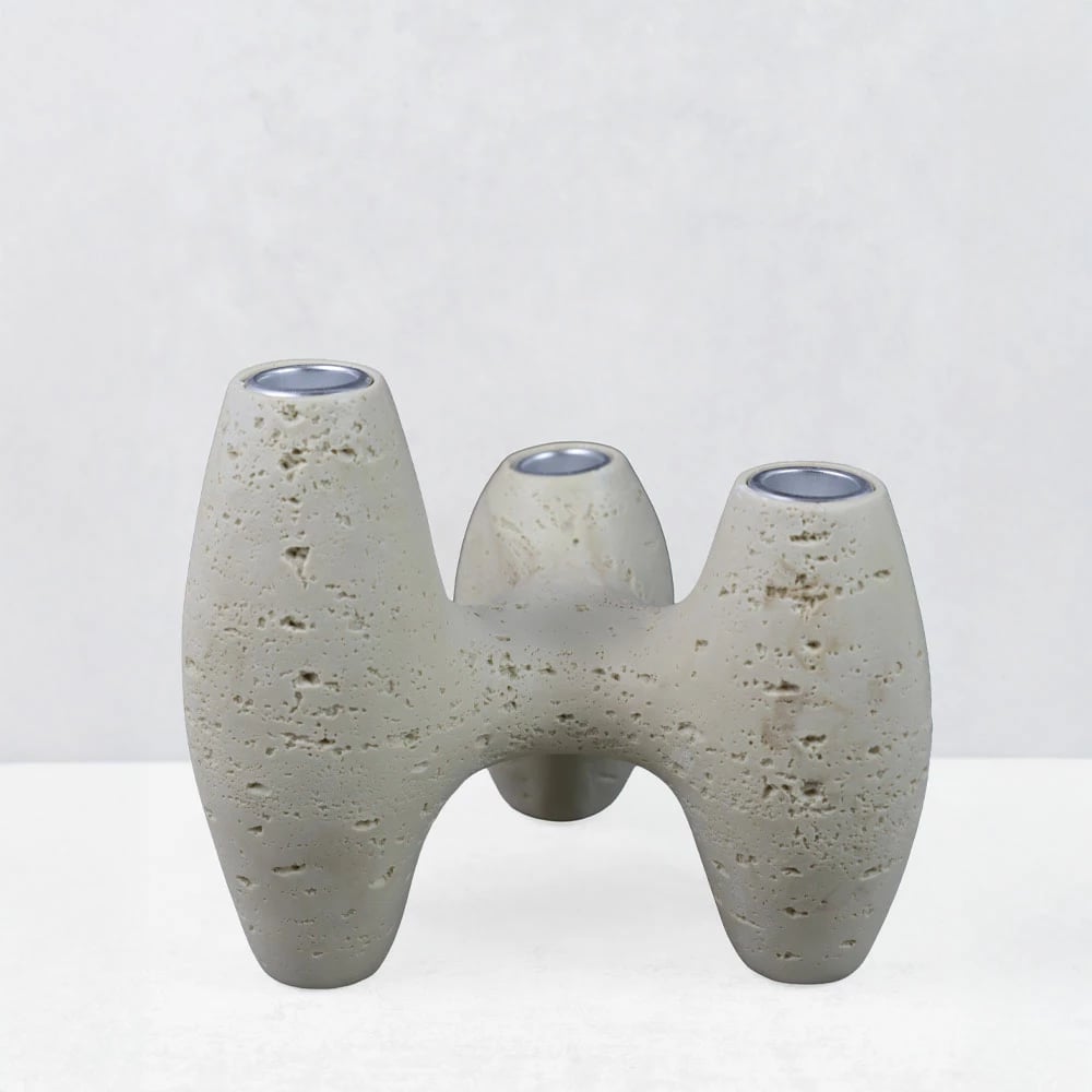 Mbajtës qirinjsh TRIPTYCH III, rrëshirë, bezhë, 18.5x15.5x15.5cm