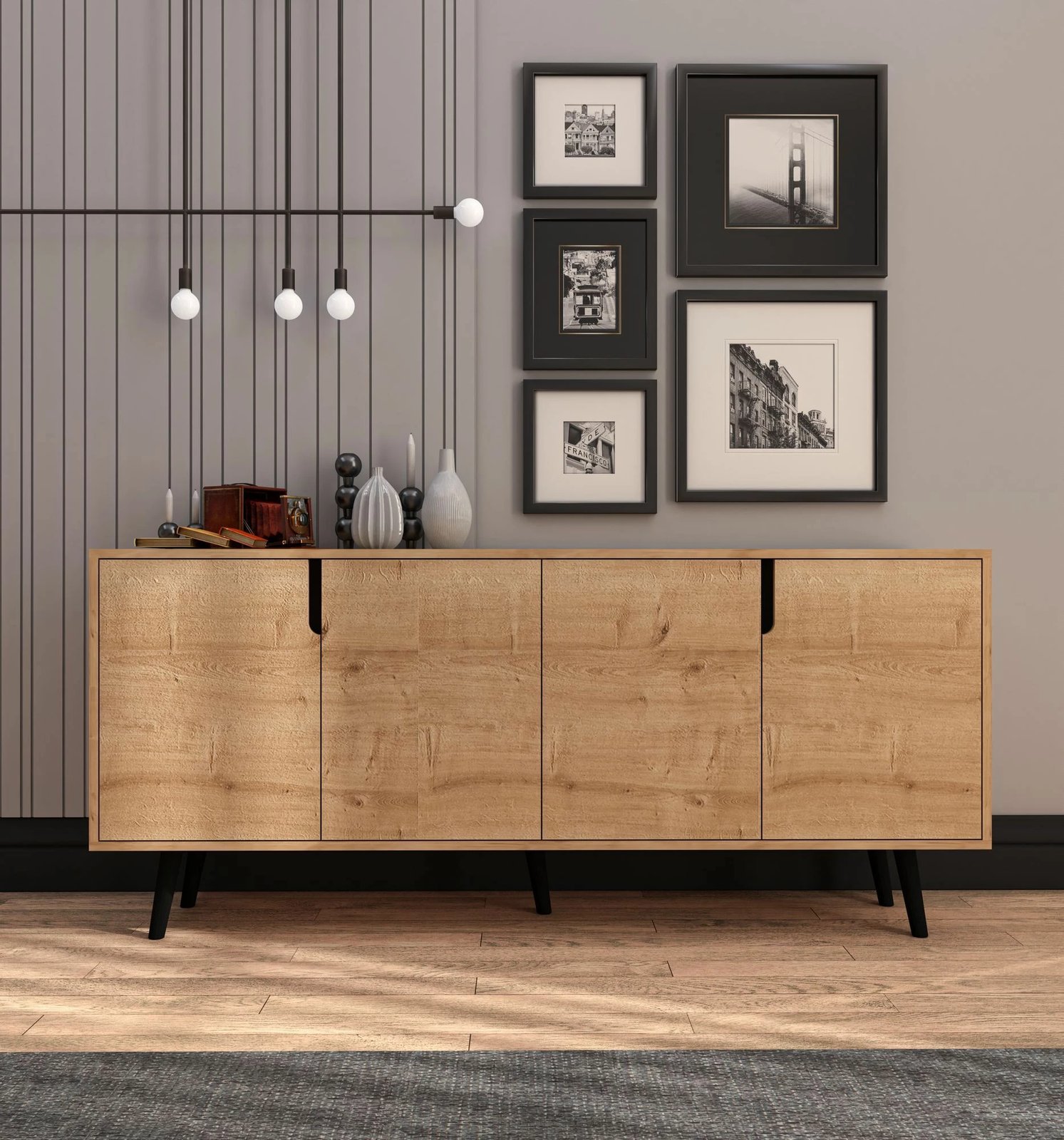 Konsolë moderne Sapphire Oak, Skye Decor, 180cm