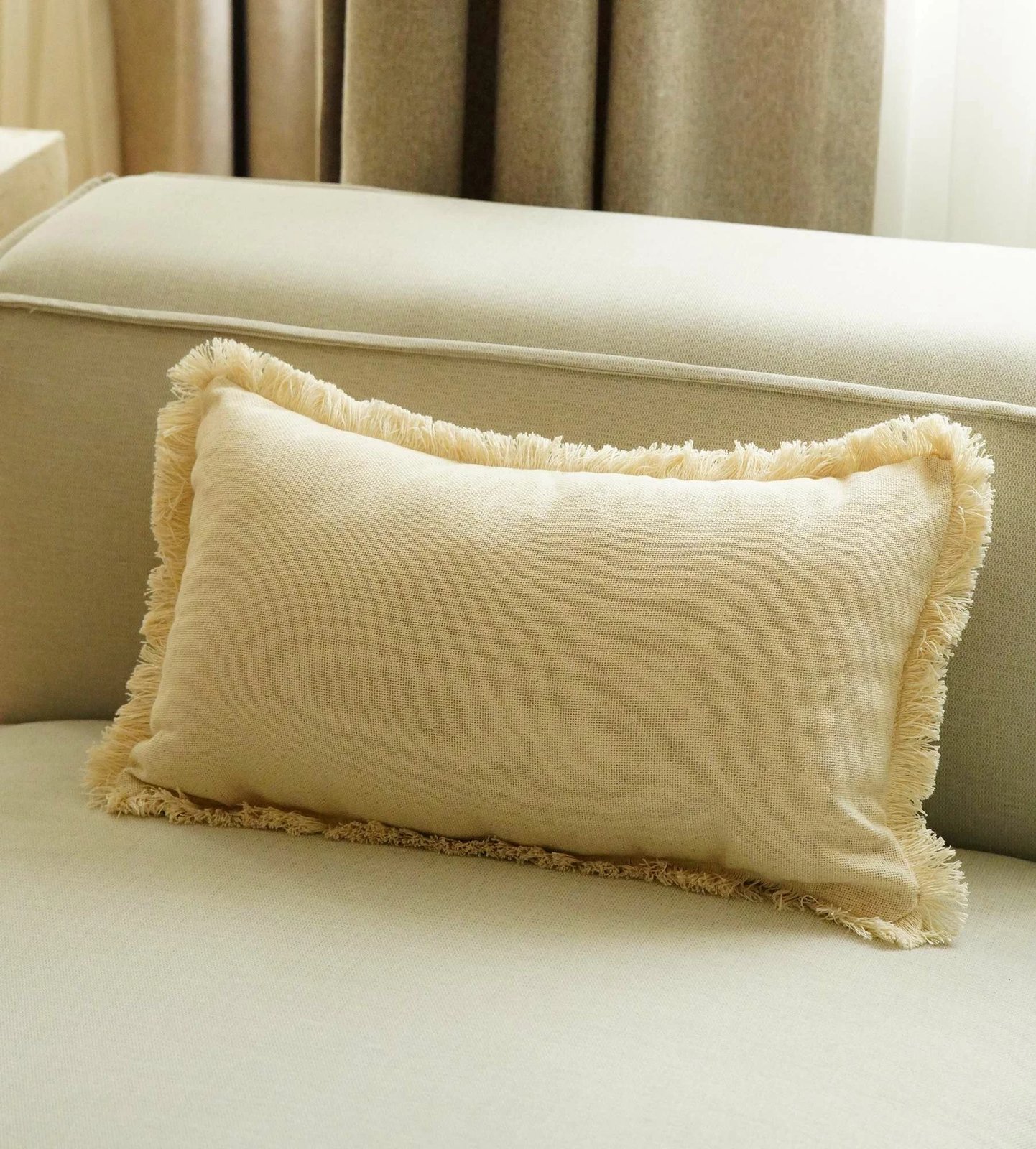 Jastëk mbulesë, 100% pambuk, ngjyrë bezhë, KET006, 30x50cm