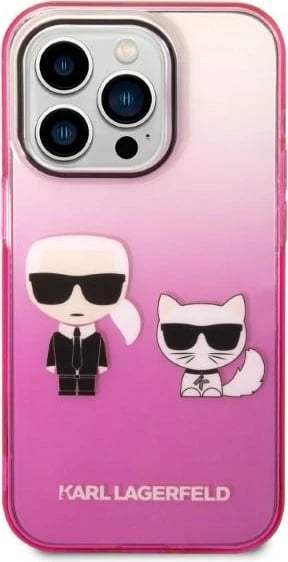 Mbështjellës Karl Lagerfeld Ikonik Karl & Choupette për iPhone 14 Pro 6.1", Rozë