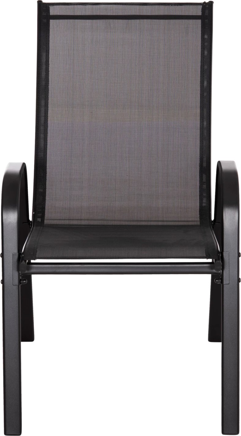 Karrige për jashtë LEON FH5000.43, kornizë metalike e zezë & textilene, set prej 4 copash, 55x70x91Hcm