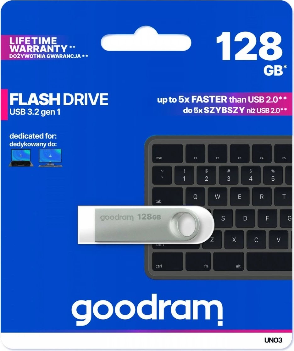 Pendrive GOODRAM UNO3 128GB USB 3.2 Gen1, Argjendtë