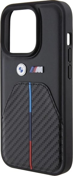 Mbështjellës BMW Stamped Tricolor Stripe për iPhone 15 Pro, i zi