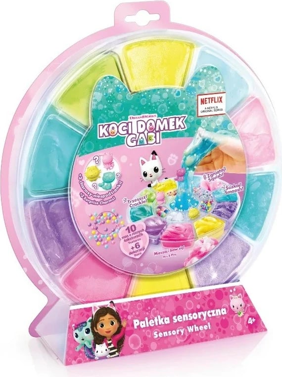 Set kreativ Gabby’s Dollhouse Sensory Palette, 10 ngjyra, me dekorime, për vajza