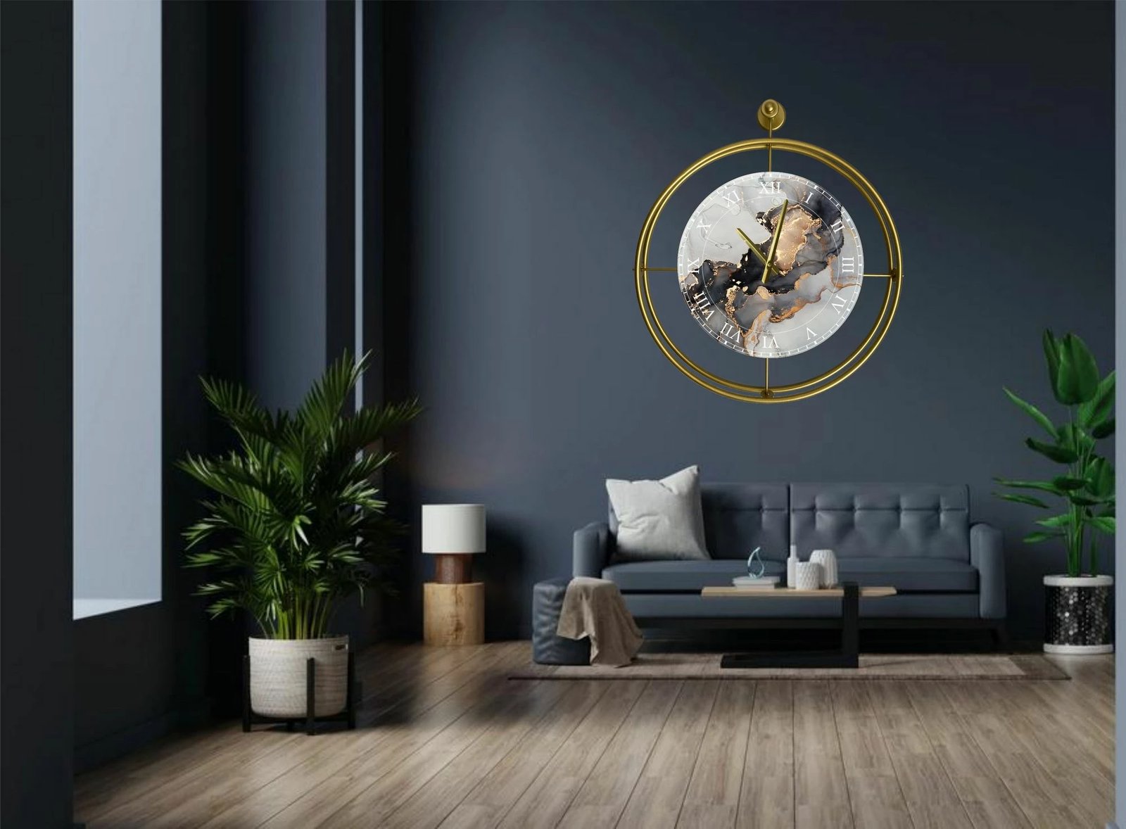 Orë muri dekorative prej metali, ngjyrë ari, Wallity, Mclock-00123