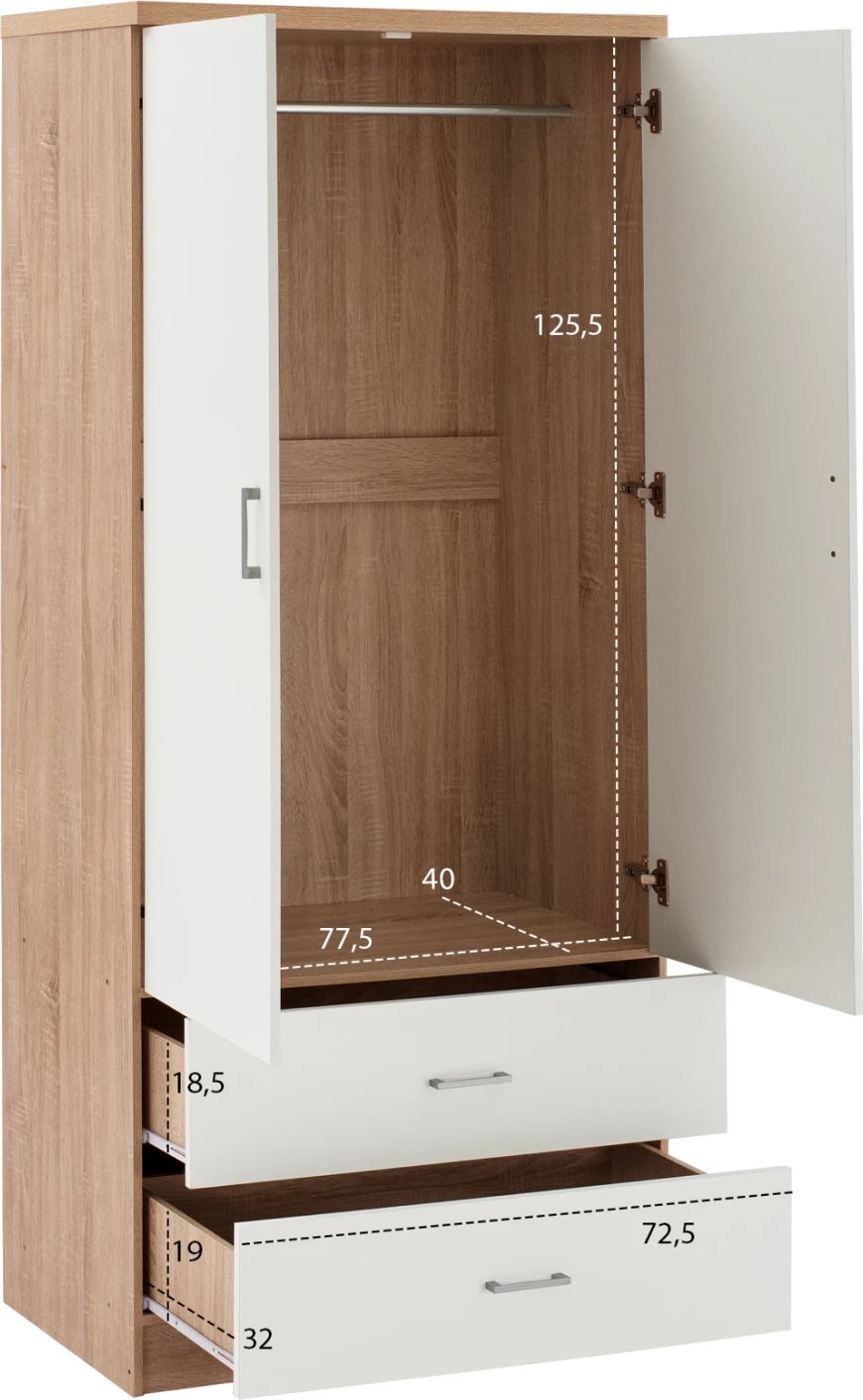 Dollap gardërobe FH338.06, 80x42,5x180,5 cm, i bardhë