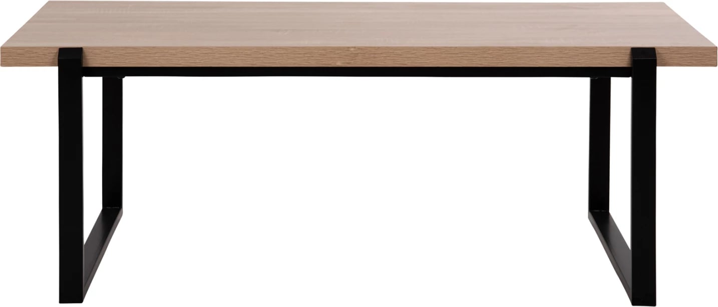 Tavolinë kafeje FH9585.03 MDF me sipërfaqe tavoline në ngjyrë sonoma dhe bazë metalike të zezë 120x60x46H cm Tavolinë kafeje FH9585.03 MDF me sipërfaqe tavoline në ngjyrë sonoma dhe bazë metalike të zezë 120x60x46H cm