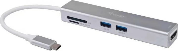 Adapter USB-C 5-n-1 Equip, HDMI 4K, 2x USB 3.2, Lexues kartelash, argjendtë