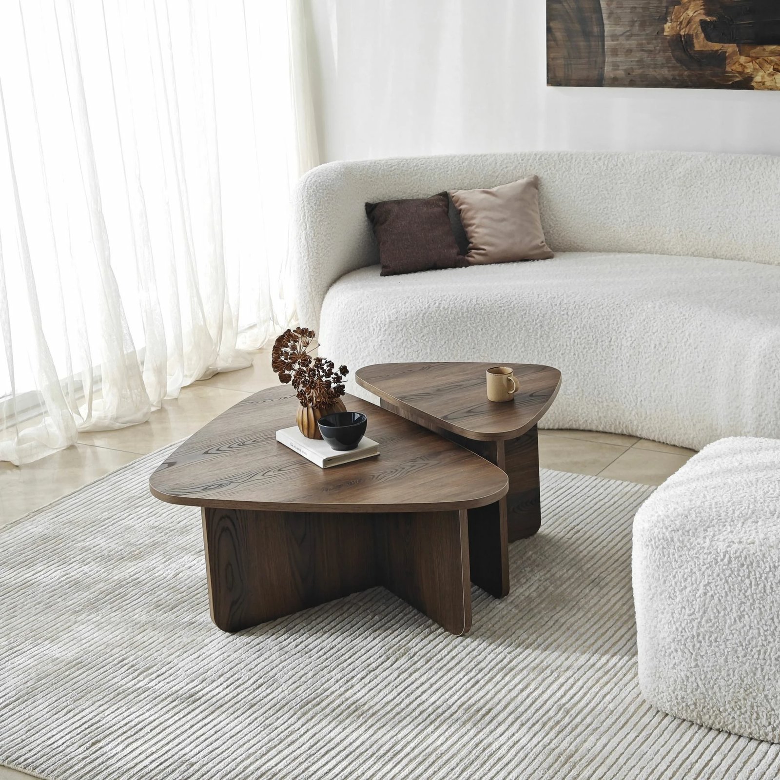 Set tavolinash kafeje Hanah Home, Ballare, ngjyrë arre