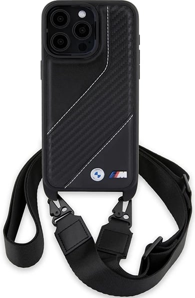 Mbështjellës BMW M Edition Carbon Stripe & Strap për iPhone 15 Pro, i zi