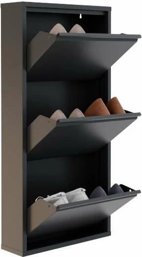 Dollap këpucësh, 3 pjesë, metal, ngjyrë antracit, Skye Decor