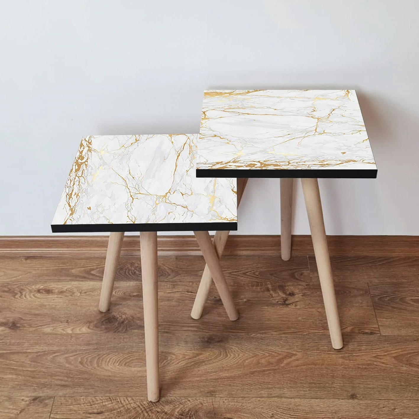 Tavolina ndihmëse të mbivendosura (2 copë), Skye Decor, 2Shp183, të bardha