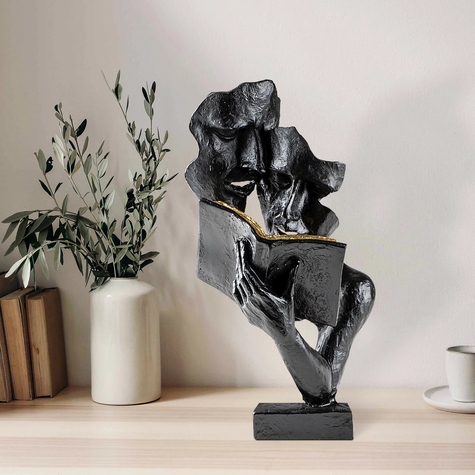 Objekt dekorativ Evila Originals, Lecteur, i zi, i punuar me dorë, 20x36x15cm