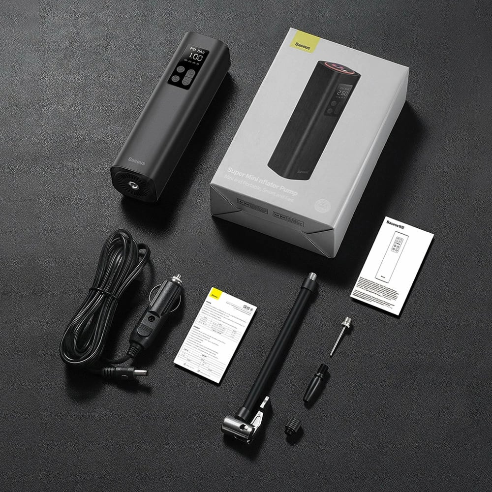 Kompresor mini për goma Baseus CRCQ000001, 12V, 120W, i zi Kompresor mini për goma Baseus CRCQ000001, 12V, 120W, i zi