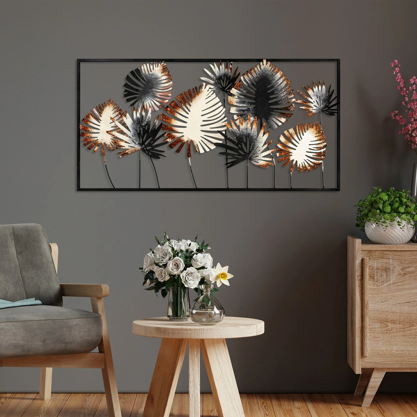 Aksesor dekorativ muri prej metali, Wallity Yıldız 2, shumëngjyrësh, 40x81cm