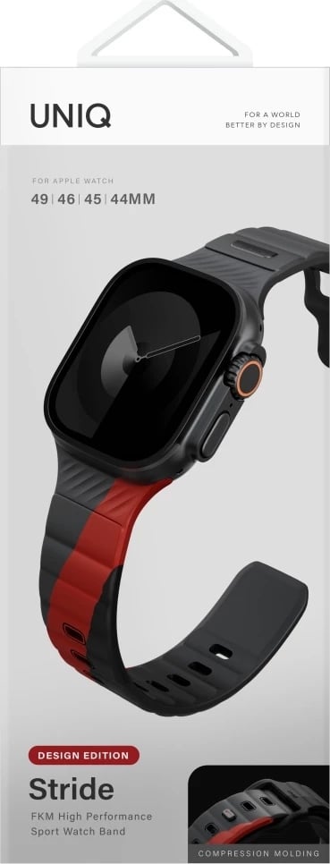 Rrip gome për Apple Watch UNIQ Stride De Rubber, 44/45/46/49 mm, Gri