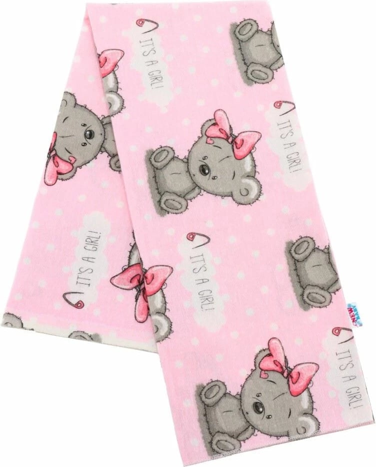 Pelenë flanel për bebe, NEW BABY, It\'s a GIRL, 70x80 cm, 100% pambuk, rozë