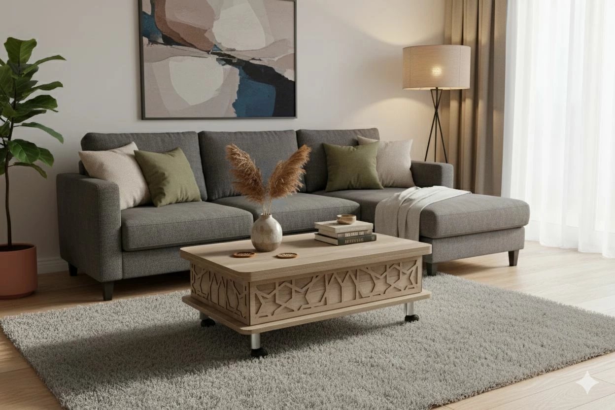 Tavolinë kafeje Alaska, Skye Decor, ngjyrë Alaska, dimensione të rregullueshme