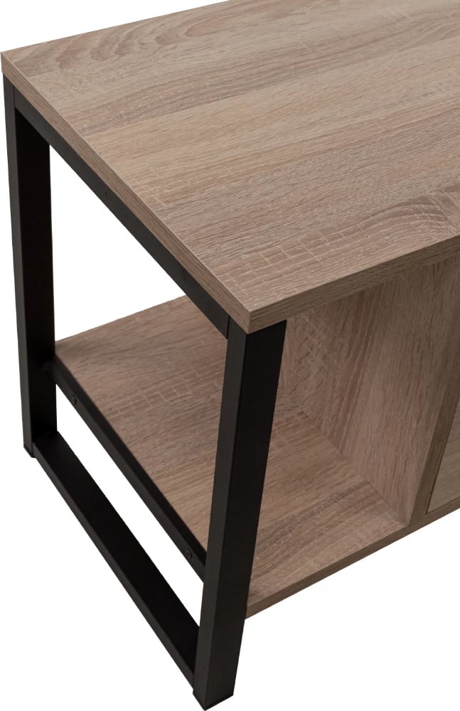 Komodë TV SPACE, 2 rafte, 1 sirtar, ngjyrë sonoma e zezë, 120x35x45cm