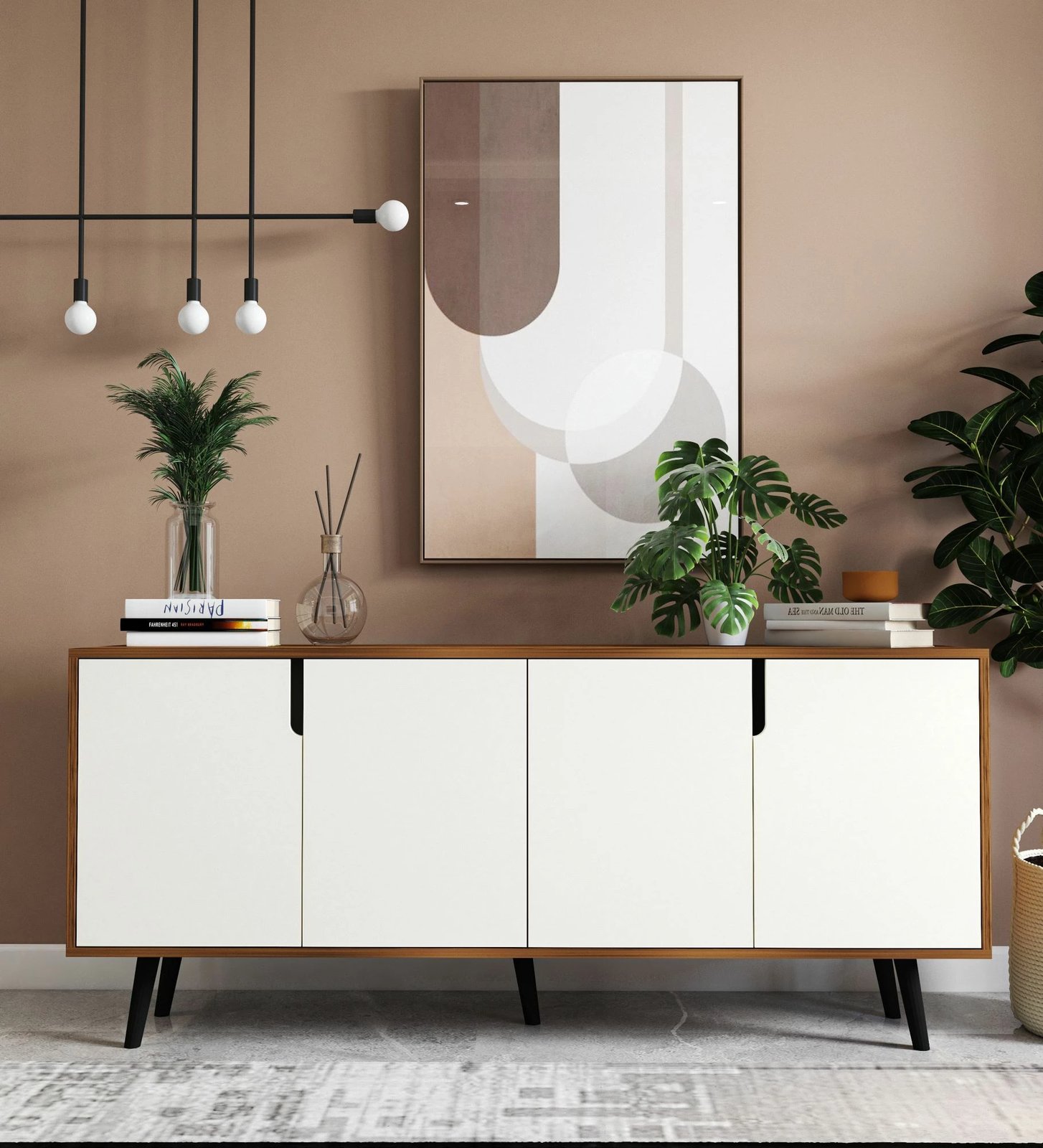 Konsolë moderne Latina, ngjyrë arre dhe e bardhë, Skye Decor, 180cm