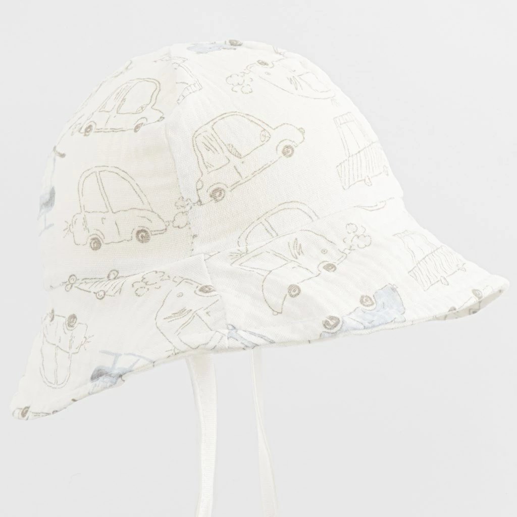 Kapelë bebe muslinë, New Baby My Cars, 100% pambuk, madhësi 68 (4-6m), blu