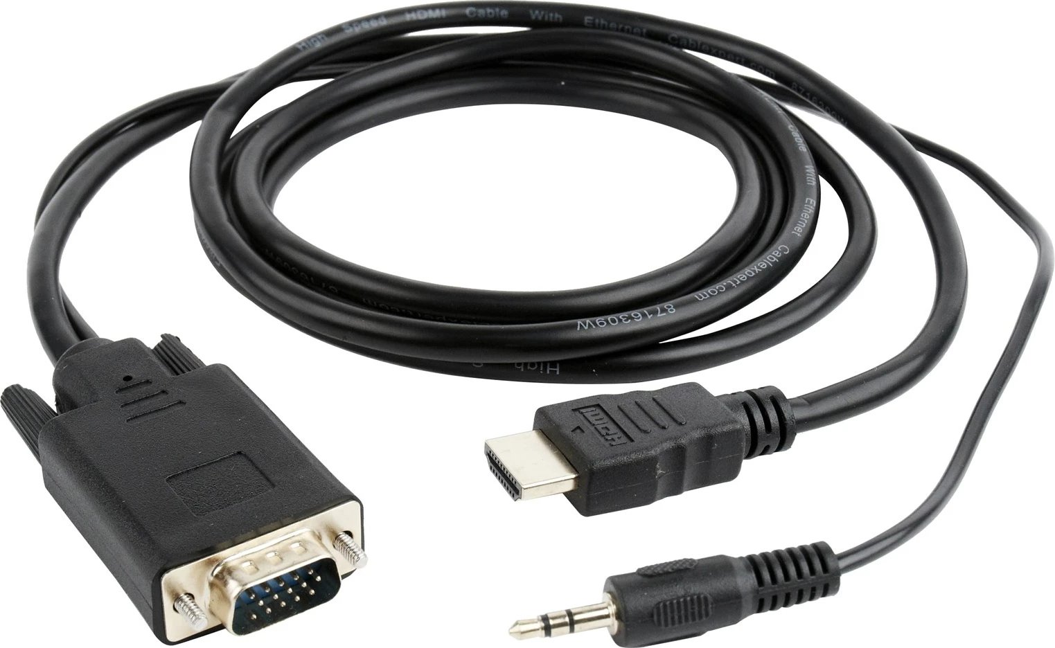 Kabllo Gembird, HDMI-VGA, 3.5mm, e zezë 