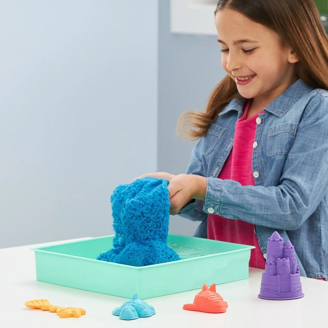 Set rërë kinetike SPIN MASTER, Sandbox Set, 1lb, me vegla dhe forma, ngjyra të përziera