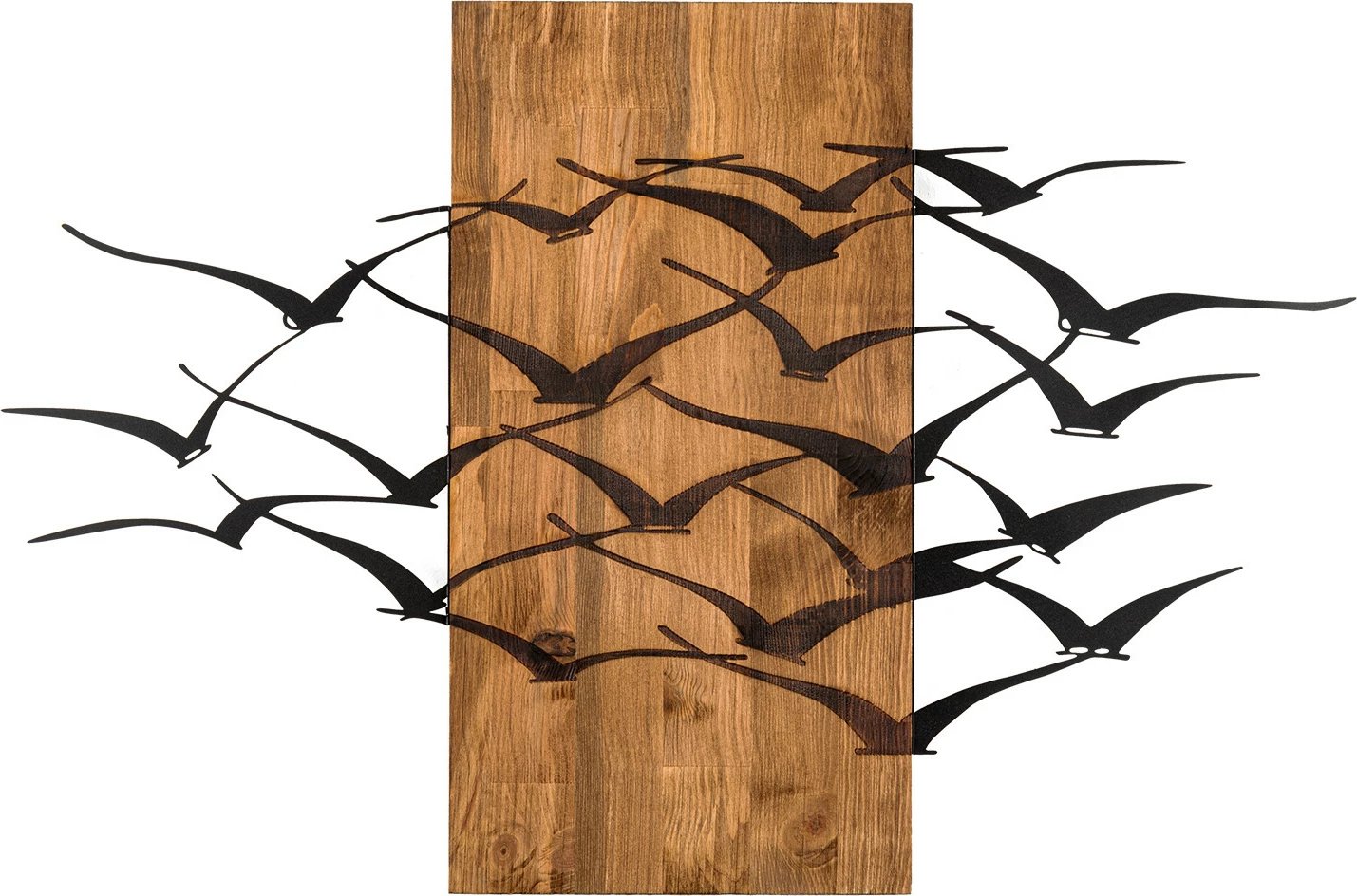 Aksesor dekorativ muri prej druri, Wallity, Migration, ngjyrë e zezë dhe arre, 86x58cm