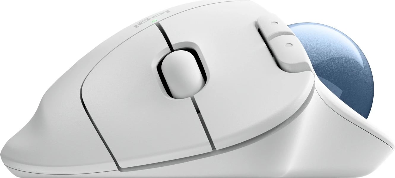Maus Logitech 910-007030, dorë e djathtë, Trackball, RF Wireless + Bluetooth, 2000 DPI, Blu, Bardhë