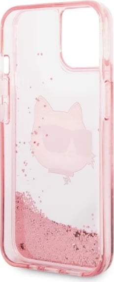 Mbështjellës Karl Lagerfeld Glitter Choupette Head për iPhone 14 Plus, Rozë