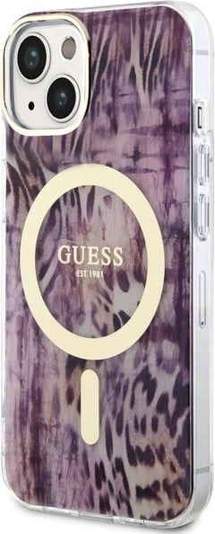 Mbështjellës Guess Leopard MagSafe për iPhone 14, Rozë Mbështjellës Guess Leopard MagSafe për iPhone 14, Rozë