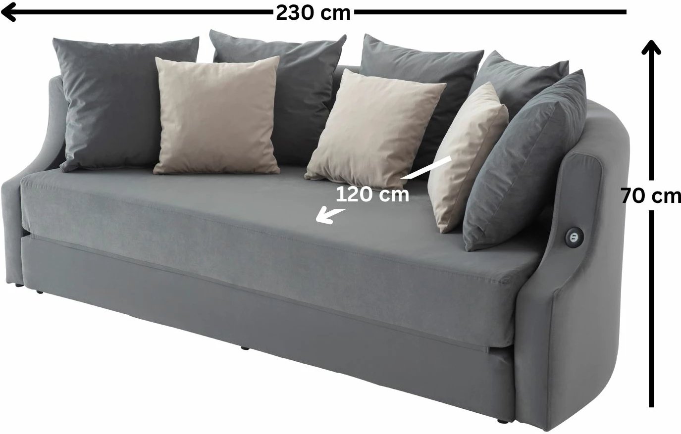 Divan-krevat 3 vendësh, Atelier del Sofa, ngjyrë antracit