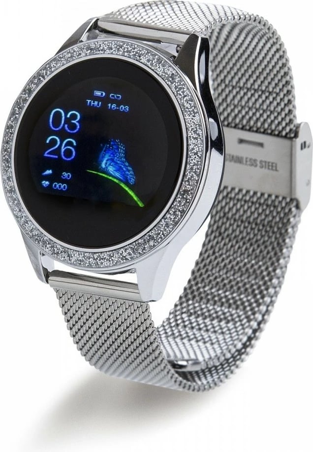 Smartwatch ORO-MED Smart Crystal Silver, 1.05", Bluetooth, Argjend