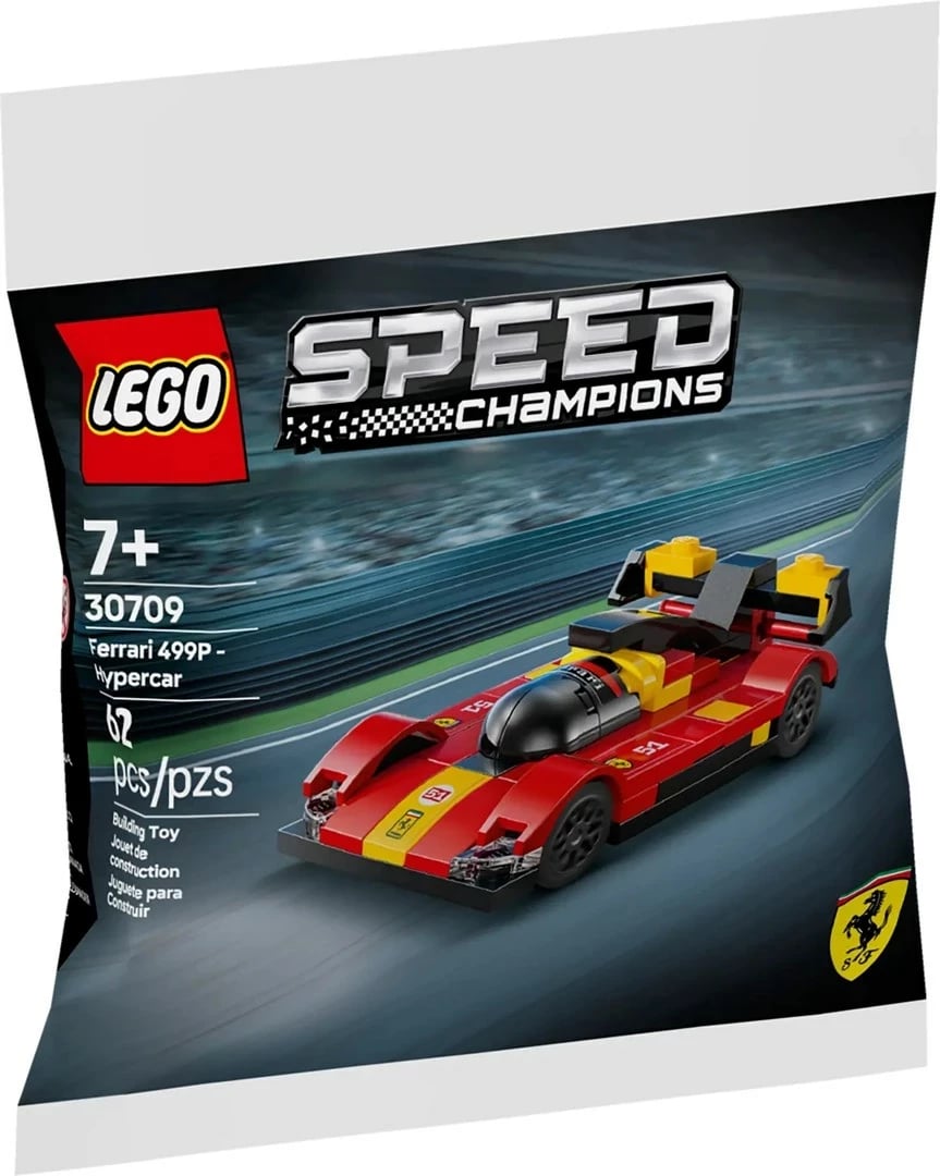 Set lodër LEGO Speed Champions Ferrari 499P Hypercar 30709, 62 pjesë, me minifigurë