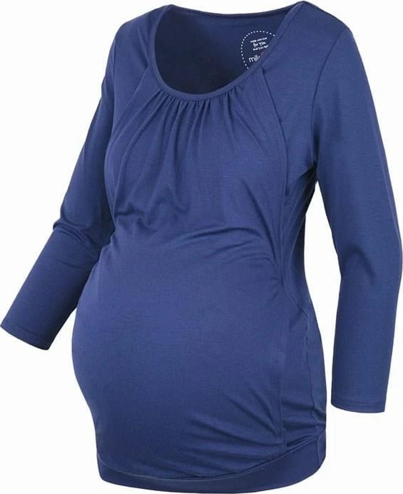 bluzë shtatzënie dhe gjidhënie, milk & love, Kangaroo, viskozë elastike 92%/8% elastan, mëngë 7/8, madhësi XL, blu