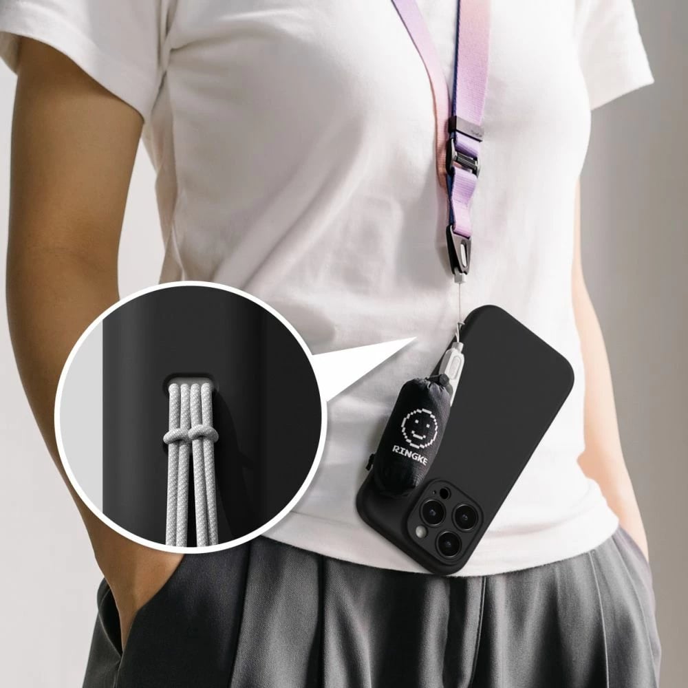 Mbështjellës Ringke Silicone MagSafe për iPhone 16 Pro, i zi