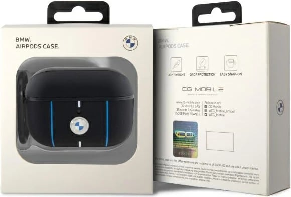 Mbështjellës, BMW, Color Lines për Apple AirPods Pro 2, me karabinë, i zi